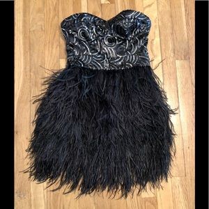 Bebe Sequin and Feather Cocktail Dress
